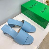 Bottega Veneta Band Thick-Heeled Slides Women Calfskin Sky Blue