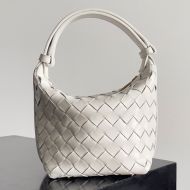 Bottega Veneta Candy Wallace Shoulder Bag Intreccio Nappa Lambskin White