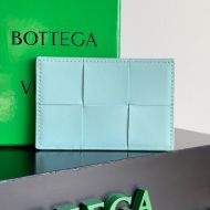 Bottega Veneta Cassette Credit Card Case Intreccio Calfskin Sky Blue