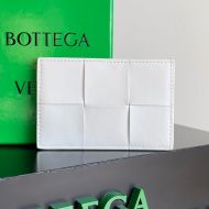 Bottega Veneta Cassette Credit Card Case Intreccio Calfskin White