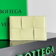 Bottega Veneta Cassette Credit Card Case Intreccio Calfskin Yellow