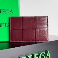 Bottega Veneta Cassette Credit Card Case Intreccio Smooth Calfskin Burgundy