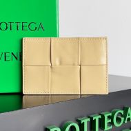 Bottega Veneta Cassette Credit Card Case Intreccio Smooth Calfskin Khaki