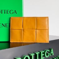 Bottega Veneta Cassette Credit Card Case Intreccio Smooth Calfskin Orange