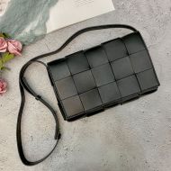 Bottega Veneta Cassette Crossbody Bag Intreccio Calfskin Black