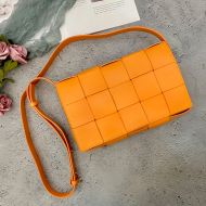 Bottega Veneta Cassette Crossbody Bag Intreccio Calfskin Orange