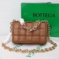 Bottega Veneta Chain Cassette Crossbody Bag Intreccio Lambskin Caramel