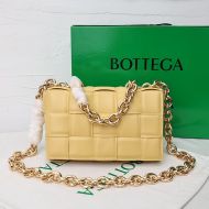 Bottega Veneta Chain Cassette Crossbody Bag Intreccio Lambskin Lemon