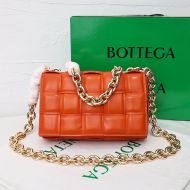 Bottega Veneta Chain Cassette Crossbody Bag Intreccio Lambskin Orange