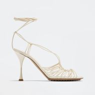 Bottega Veneta Dot Sandals Women Lambskin with Ankle Strap White