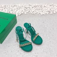 Bottega Veneta Dot Chain Sandals Women Lambskin with Ankle Strap Green