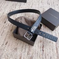 Bottega Veneta Extra Long Intrecciato Belt Calfskin with Pin Buckle Navy Blue