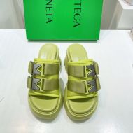 Bottega Veneta Flash Platform Heeled Slides Women Rubber with Fabric Buckle Lime