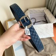 Bottega Veneta Intrecciato Belt Calfskin with Intrecciato Buckle Navy Blue