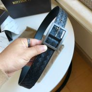 Bottega Veneta Intrecciato Belt Grained Calfskin with Pin Buckle Black