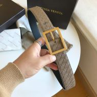 Bottega Veneta Intrecciato Belt Grained Calfskin with Pin Buckle Taupe