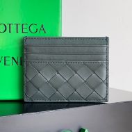 Bottega Veneta Intreccio Credit Card Case Lambskin Grey