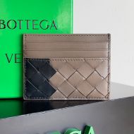 Bottega Veneta Intreccio Credit Card Case Lambskin Khaki/Black