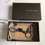 Bottega Veneta Intreccio Wristlet Key Ring Lambskin Navy Blue