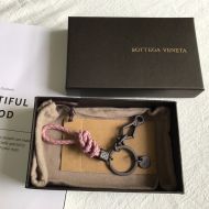 Bottega Veneta Intreccio Wristlet Key Ring Lambskin Pink