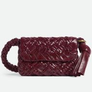 Bottega Veneta Kalimero Citta Shoulder Bag with Ring and Knot Intreccio Calfskin Burgundy