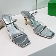 Bottega Veneta Knot Heeled Slides Women Lambskin Silver