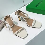 Bottega Veneta Knot Sandals Women Lambskin with Ankle Strap White