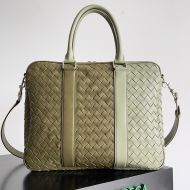 Bottega Veneta Large Intreccio Briefcase with Detachable Strap Calfskin Olive/Green