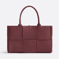 Bottega Veneta Medium Arco Tote Intreccio Lambskin Burgundy/Coffee