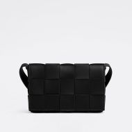 Bottega Veneta Medium Cassette Crossbody Bag Intreccio Calfskin Black