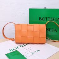 Bottega Veneta Medium Cassette Crossbody Bag Intreccio Calfskin Orange