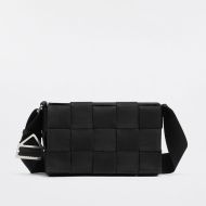 Bottega Veneta Medium Cassette Crossbody Bag Intreccio Nylon Black