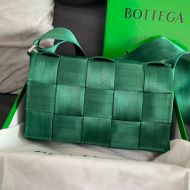 Bottega Veneta Medium Cassette Crossbody Bag Intreccio Nylon Green