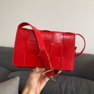 Bottega Veneta Medium Cassette Crossbody Bag Intreccio Smooth Calfskin Red