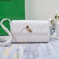 Bottega Veneta Mini Andiamo Crossbody Bag with Knot Intreccio Calfskin White