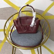 Bottega Veneta Mini Arco Top Handle Bag with Detachable Strap Intreccio Smooth Calfskin Burgundy