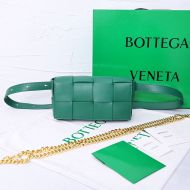 Bottega Veneta Mini Cassette Belt Bag Intreccio Calfskin Green