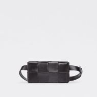 Bottega Veneta Mini Cassette Belt Bag Intreccio Smooth Calfskin Black