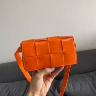 Bottega Veneta Mini Cassette Belt Bag Intreccio Smooth Calfskin Orange