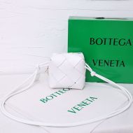 Bottega Veneta Mini Cassette Camera Bag Intreccio Calfskin White