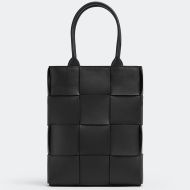 Bottega Veneta Mini Cassette Tote with Detachable Strap Intreccio Leather Black