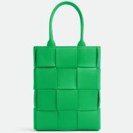 Bottega Veneta Mini Cassette Tote with Detachable Strap Intreccio Leather Green