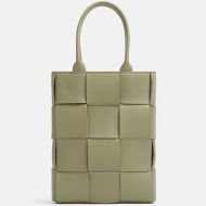 Bottega Veneta Mini Cassette Tote with Detachable Strap Intreccio Leather Olive