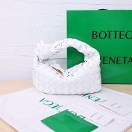 Bottega Veneta Mini Jodie Top Handle Bag Intreccio Lambskin White