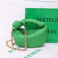 Bottega Veneta Mini Jodie Wristlet Handbag with Chain Intreccio Calfskin Green