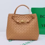 Bottega Veneta Small Andiamo Top Handle Bag with Signature Knot Intreccio Lambskin Brown