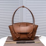 Bottega Veneta Small Arco Top Handle Bag Intreccio Smooth Calfskin Caramel