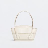 Bottega Veneta Small Arco Top Handle Bag Intreccio Smooth Calfskin White