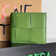 Bottega Veneta Small Cassette Bi-Fold Wallet Intreccio Calfskin Olive