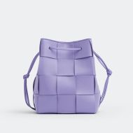 Bottega Veneta Small Cassette Bucket Bag Intreccio Lambskin Purple